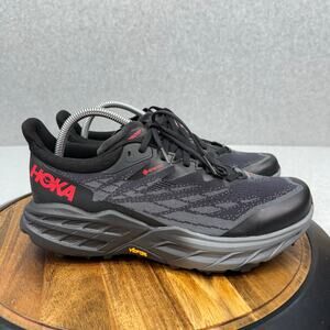 Hoka One One Speedgoat 5 GTX Women's 10.5 B Spike Trail Running Shoes Black Red